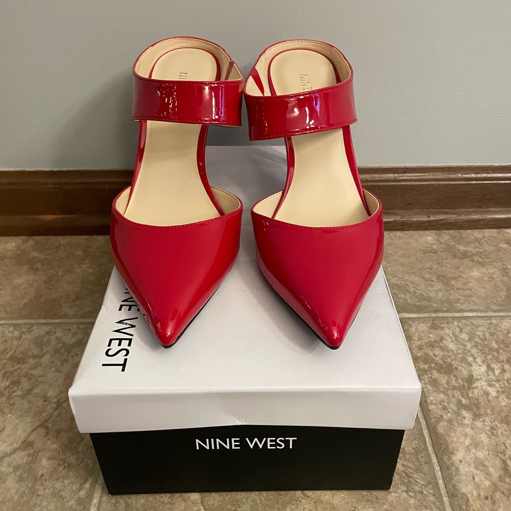 Red Patent Mules
